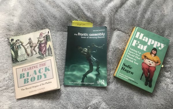 A photo of three books