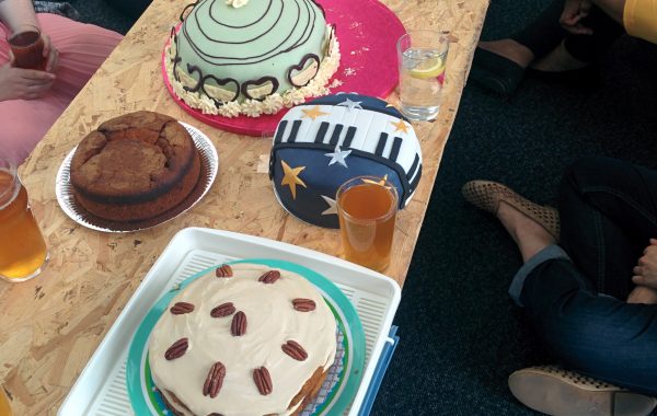 The Perfect Picnic - Greenwich Cake Club. A table full of brightly coloured cakes